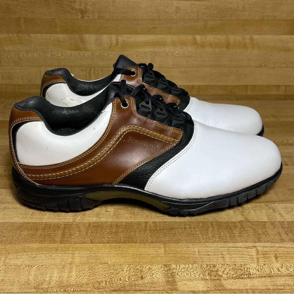 FootJoy Contour Series Mens Size 12 M Golf Shoes Soft Spikes 54108 Brown White